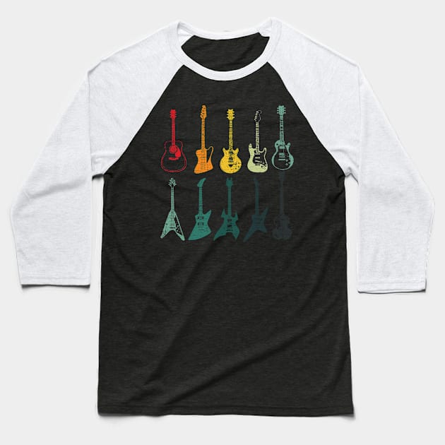 Colorful Grunge Guitars Band Music Baseball T-Shirt by ShirtsShirtsndmoreShirts